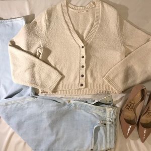 Marine Layer Cropped Cream Sweater